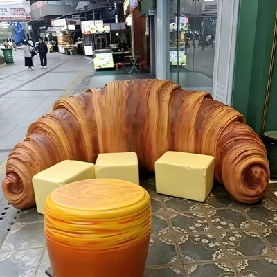 Meja Kopi Fiberglass Untuk Meja Kopi Gaya Croissant Bakeri